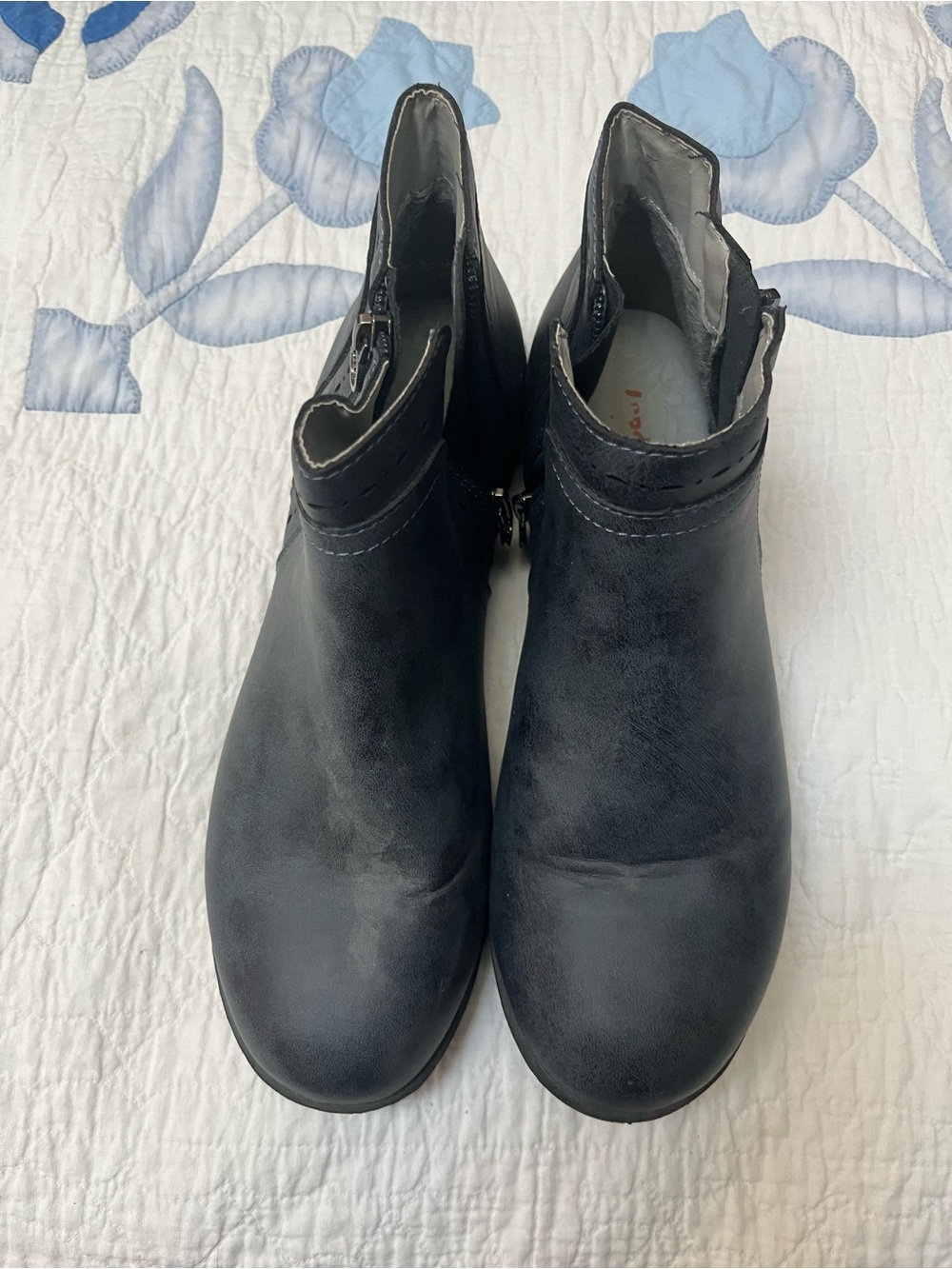Women's Blue Ankle Booties with Side Zip